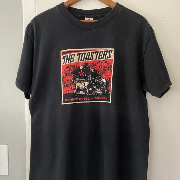 Vintage THE TOASTERS Ska Band Punk Rock Black MOSCOW Russia T-Shirt Size Medium - Picture 1 of 7